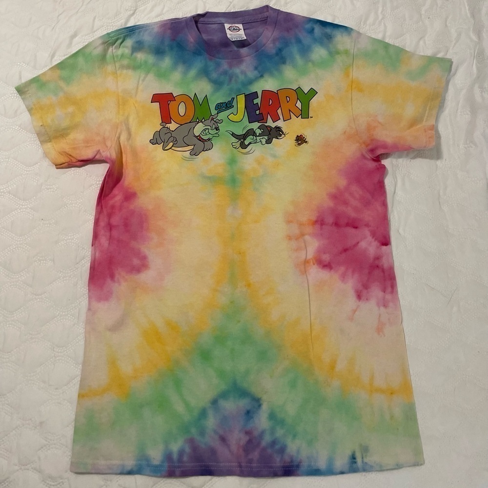 Tom and Jerry Tshirt tie dyed. Hand crafted